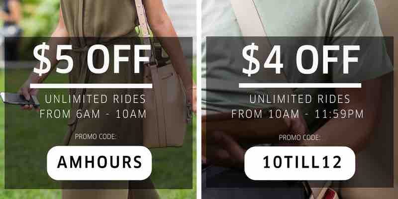 Uber Singapore $5 Off with AMHOURS & $4 Off with 10TILL12 Promo Codes 5-8 Jun 2017