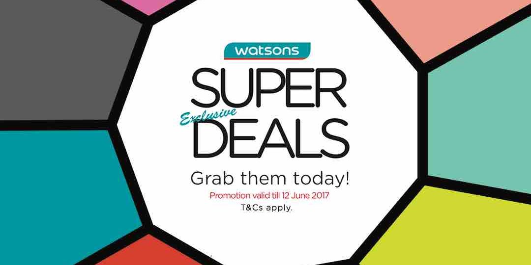 Watsons Singapore Limited Time Only Super Deals Up to 60% Off Promotion 10-12 Jun 2017