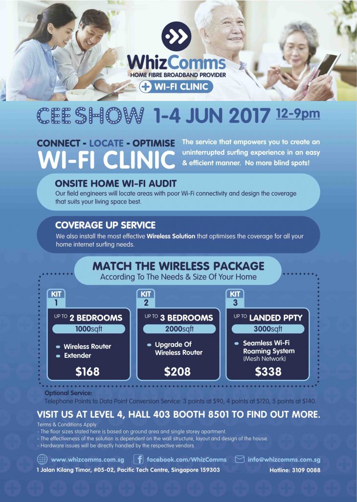 WhizComms Singapore CEE Show FREE 6 Months 1st 50 Customers Promotion 1-4 Jun 2017 | Why Not Deals 1