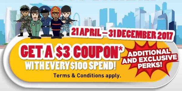 Giant Singapore NS50 $3 Coupon with Every $100 Spent SAF Day Promotion 21 Apr – 31 Dec 2017