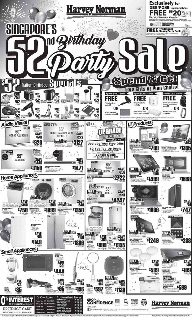 Harvey Norman Singapore 52nd National Day Up to 52% Off Promotion 29 Jul - 4 Aug 2017 | Why Not Deals 1