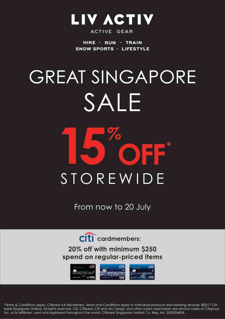 LIV ACTIV Great Singapore Sale Up to 15% Off Storewide Promotion 1-20 Jul 2017 | Why Not Deals