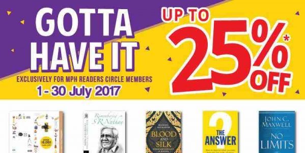 MPH Bookstores Singapore MPH Readers Circle Members Up to 25% Off Promotion 1-31 Jul 2017
