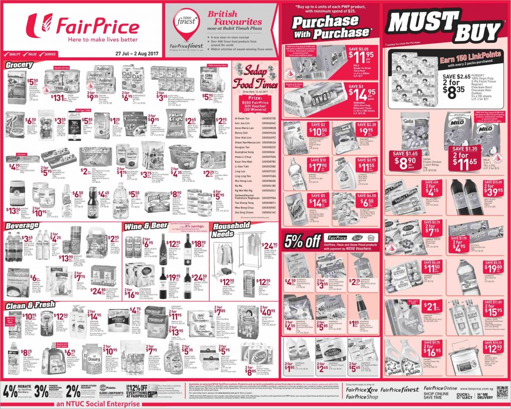 NTUC FairPrice Singapore Your Weekly Saver Promotion 27 Jul - 2 Aug 2017 | Why Not Deals