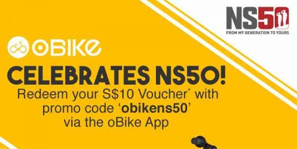 oBike Singapore Celebrates NS50 SAF Day 2017 Redeem S$10 Voucher with obikens50 Promo Code ends 31 Dec 2017