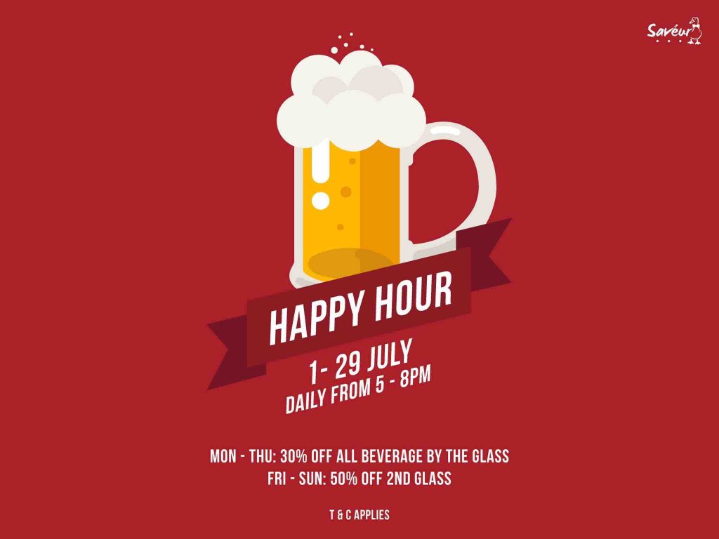 Saveur Singapore Happy Hour Up to 50% Off Beverage by Glass Promotion 1-29 Jul 2017 | Why Not Deals