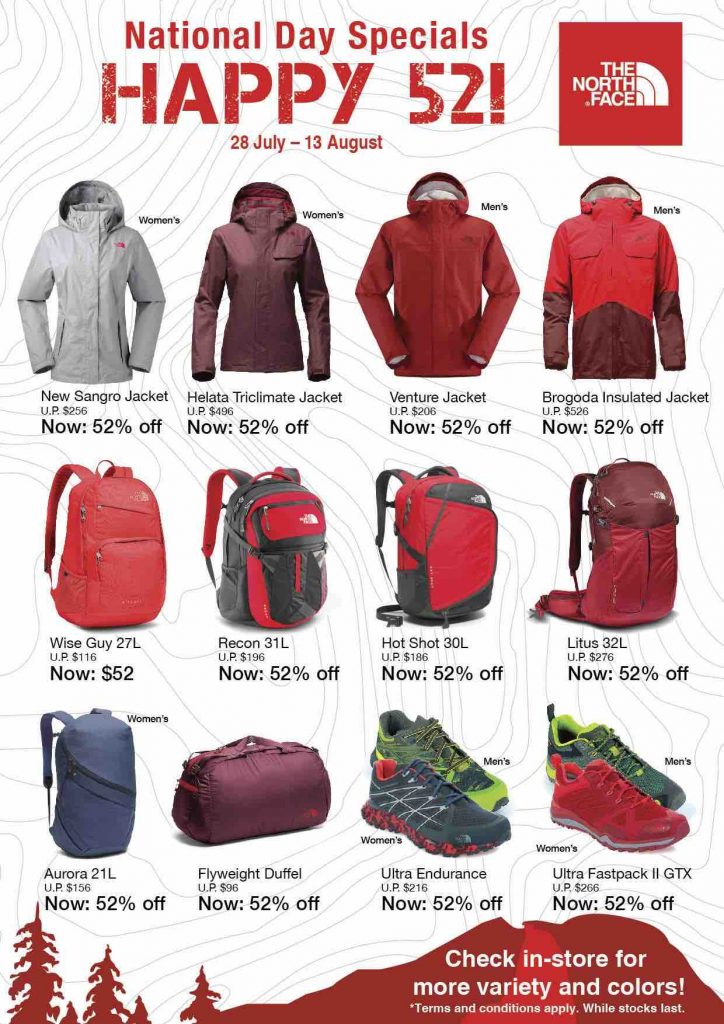 The North Face Singapore $52 or 52% Off National Day Promotion 28 Jul - 13 Aug 2017 | Why Not Deals 1