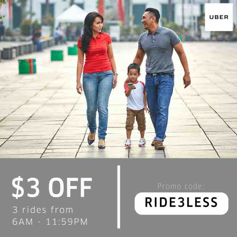 Uber Singapore $3 Off 3 uberX or uberPOOL Rides RIDE3LESS Promo Code 21-23 Jul 2017 | Why Not Deals