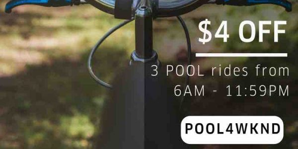 Uber Singapore $4 Off 3 uberPOOL Rides from 6am-11:59am POOL4WKND Promo Code 7-9 Jul 2017