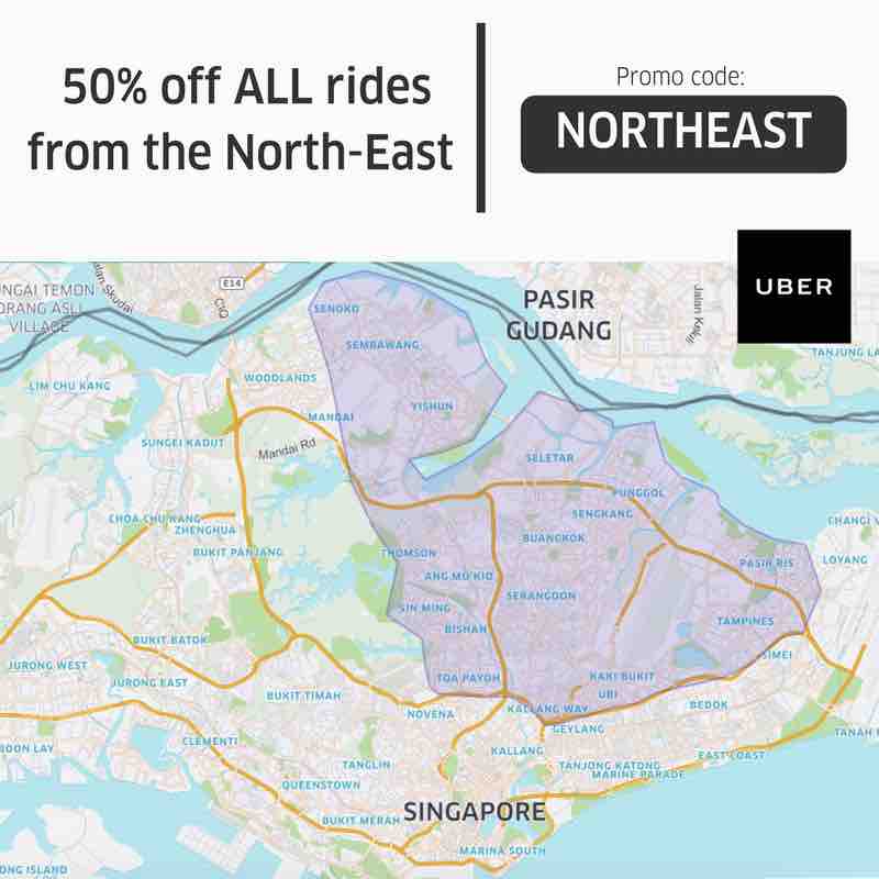 Uber Singapore 50% Off All Rides From North-East NORTHEAST Promo Code 21-27 Jul 2017 | Why Not Deals