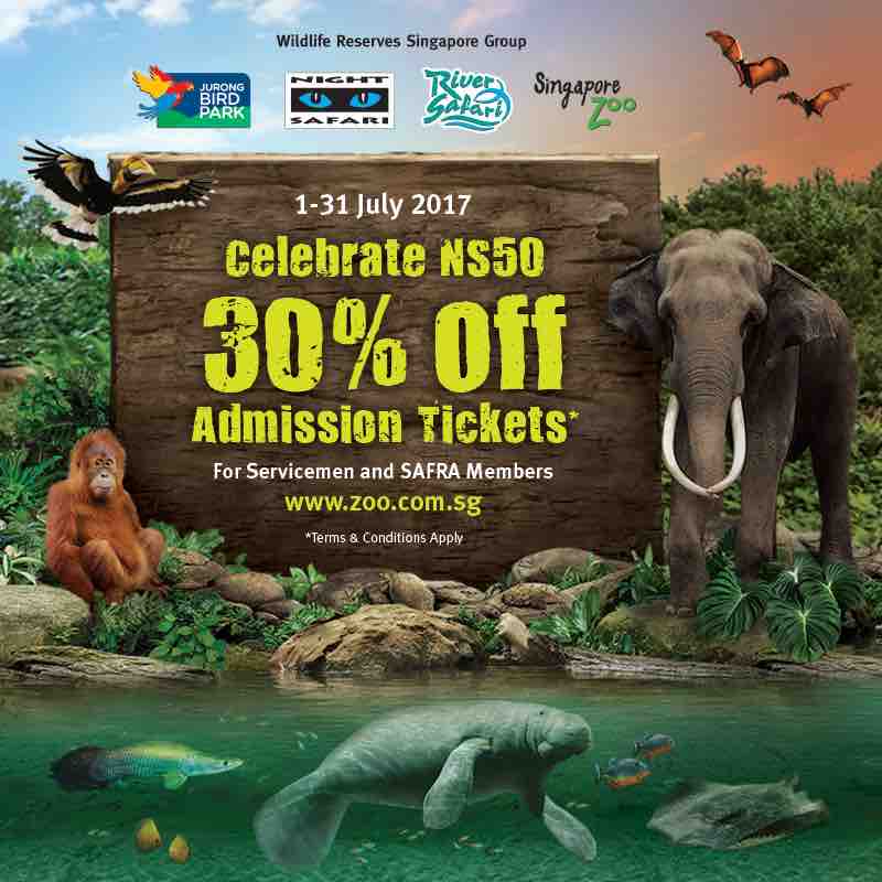 Wildlife Reserves Singapore 30% Off Tickets to Zoo & Jurong Bird Park NS50 Promotion 1-31 Jul 2017 | Why Not Deals