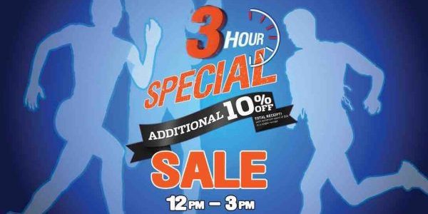 World of Sports Great Singapore Sale 3 Hour Special Sale Additional 10% Off Promotion 17-20 Jul 2017