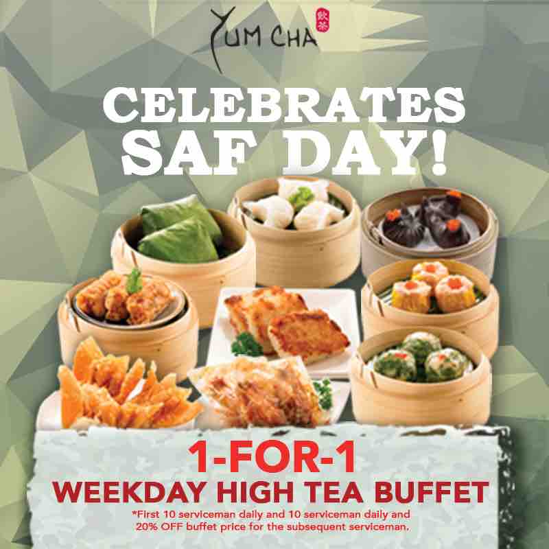 Yum Cha Singapore 1-for-1 Weekday High Tea Buffet SAF Day Promotion 30 Jun - 31 Jul 2017 | Why Not Deals