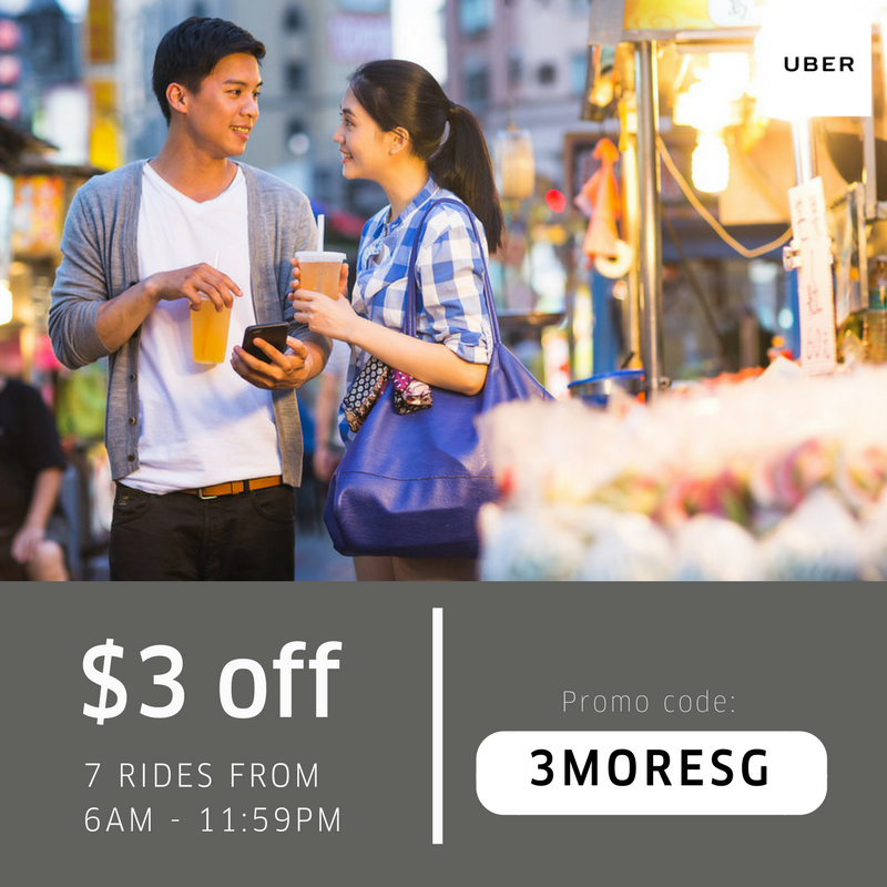Enjoy $3 Off 7 uberX or uberPOOL with 3MORESG Promo Code 25-31 Aug 2017 | Why Not Deals