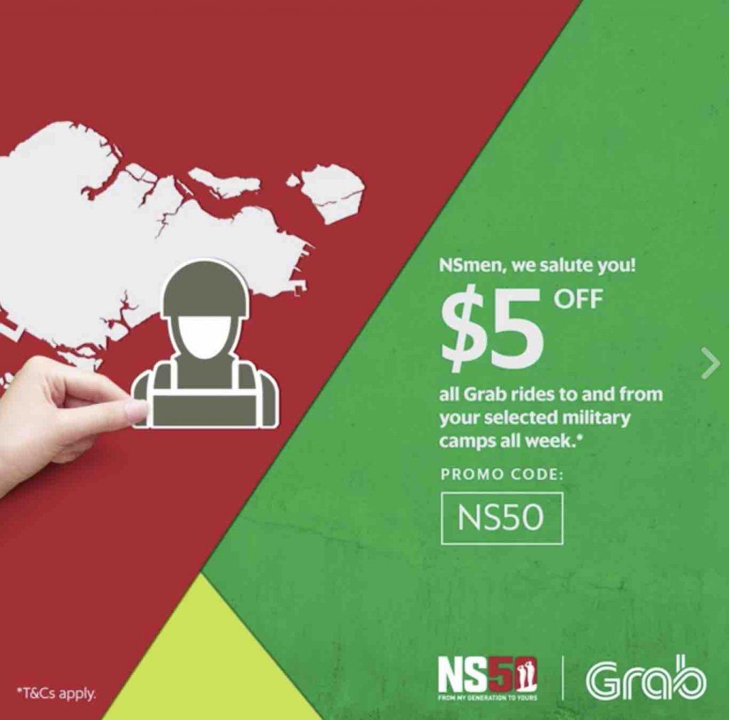 Grab Singapore $5 Off All Rides from Selected Military Camps NS50 Promotion 7-11 Aug 2017 | Why Not Deals 1