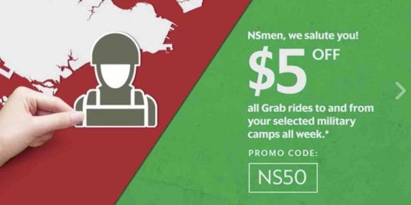 Grab Singapore $5 Off All Rides from Selected Military Camps NS50 Promotion 7-11 Aug 2017
