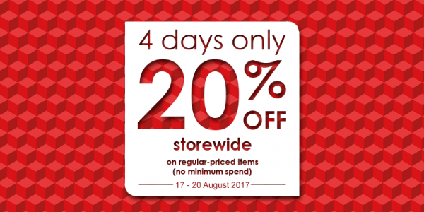 Guardian Singapore 4 Days Only 20% Off Storewide Promotion 17-20 Aug 2017