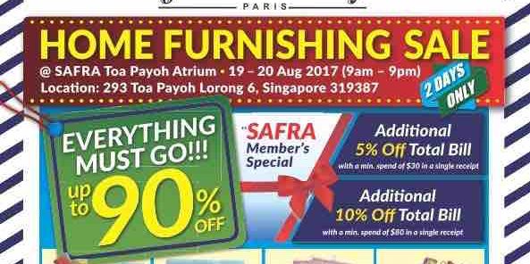 Jean Perry Singapore Home Furnishing Sale Up to 90% Off Promotion 19-20 Aug 2017