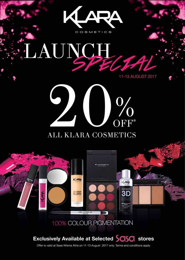 Sasa Singapore Klara Cosmetics Launch Special Up to 20% Off Promotion 11-13 Aug 2017 | Why Not Deals