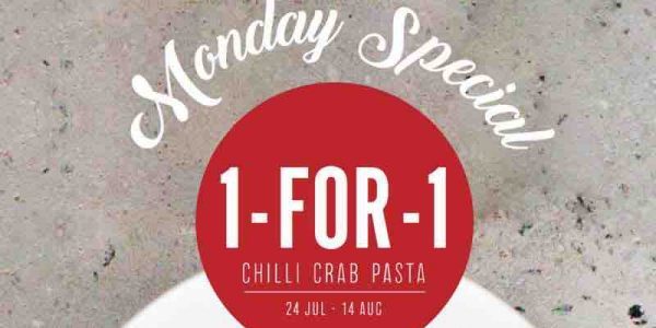 Saveur Singapore Monday Special 1-for-1 Chilli Crab Squid Ink Pasta Promotion 24 Jul – 14 Aug 2017