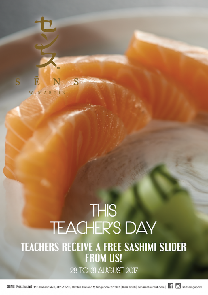 SENS Singapore FREE Sashimi Slider Teachers' Day Promotion 28-31 Aug 2017 | Why Not Deals