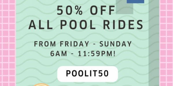 Uber Singapore 50% Off All Pool Rides POOLIT50 Promo Code 18-20 Aug 2017