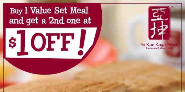 Ya Kun Kampung Admiralty $1 Off 2nd Value Set Meal Promotion 30 Aug – 5 Aug 2017
