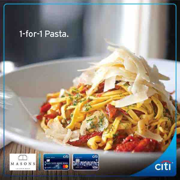 Citibank Singapore 1-for-1 Pasta at Masons Promotion 29 Sep - 31 Oct 2017 | Why Not Deals