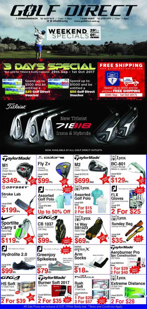 Golf Direct Singapore Weekend Special Promotion 29 Sep - 1 Oct 2017 | Why Not Deals 1