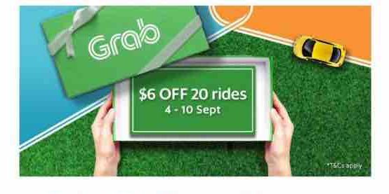 Grab Singapore $6 Off 20 Grab Rides 6OFF Promo Code 4-10 Sep 2017