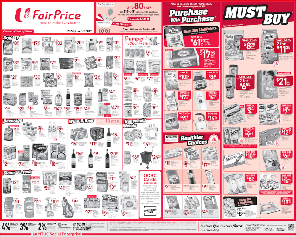 NTUC FairPrice Singapore Your Weekly Saver Promotion 28 Sep - 4 Oct 2017 | Why Not Deals