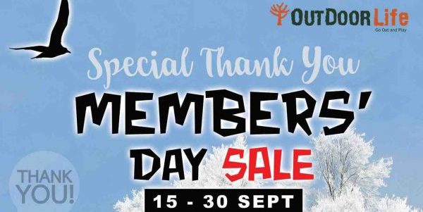 Outdoor Life Singapore Members’ Day Sale 15% Off Promotion 15-30 Sep 2017