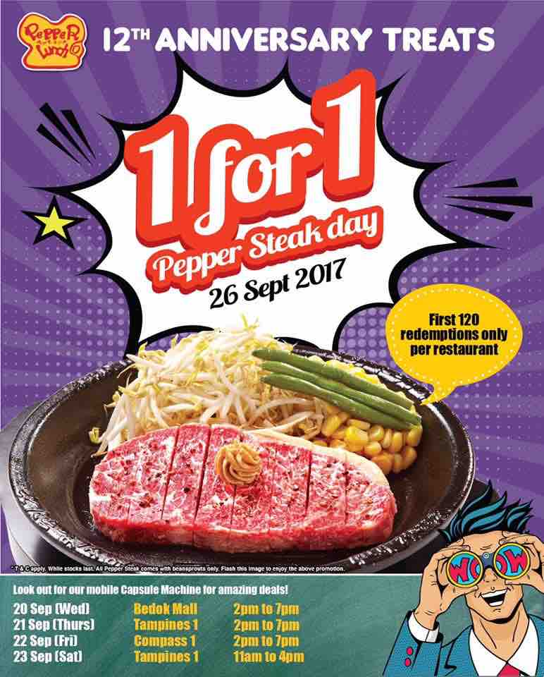 Pepper Lunch Singapore 1-for-1 Pepper Steak Day Promotion 26 Sep 2017 | Why Not Deals