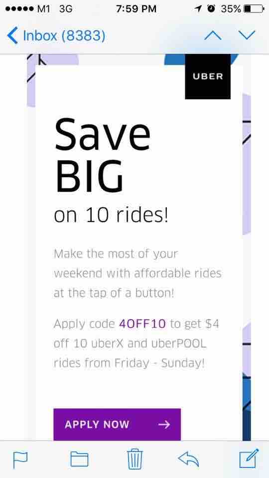 Uber Singapore $3, $4, $5 Off 10 UberPOOL or UberX Rides 15-17 Sep 2017 | Why Not Deals 2
