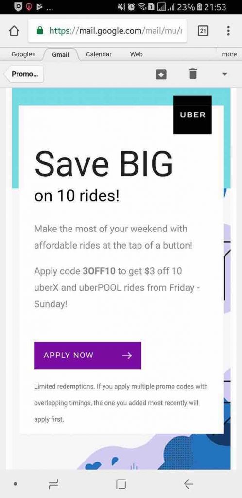 Uber Singapore $3, $4, $5 Off 10 UberPOOL or UberX Rides 15-17 Sep 2017 | Why Not Deals