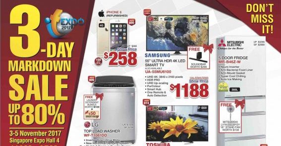Singapore 3-Day Markdown Sale Up to 80% Off Promotion 3-5 Nov 2017