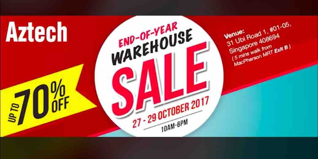 Aztech Singapore End-of-Year Warehouse Sale 70% Off Promotion 27-29 Oct 2017