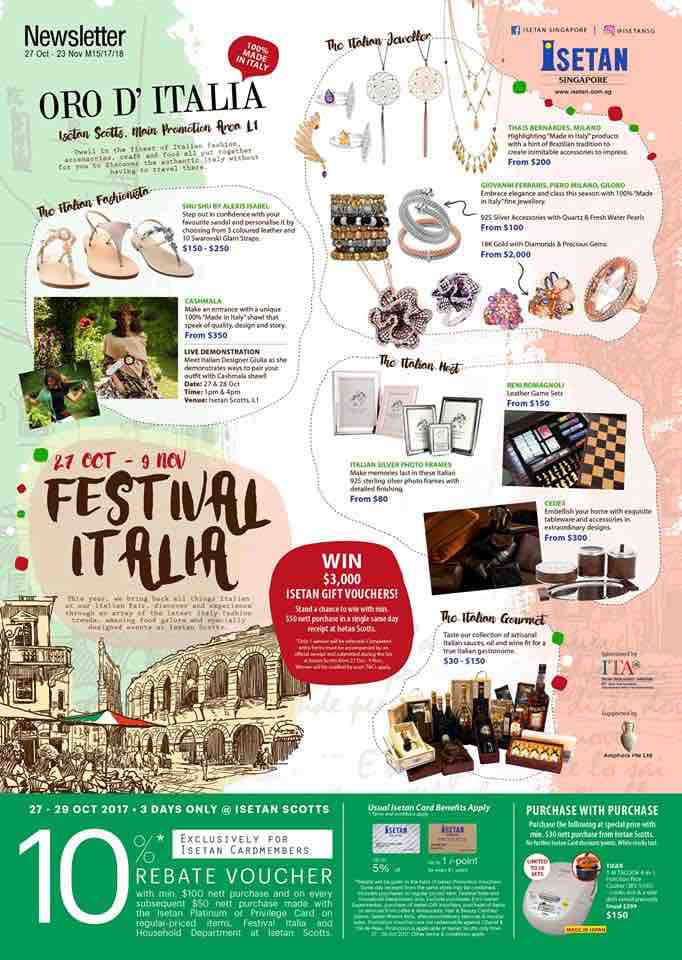Isetan Singapore Festival Italia Enjoy 10% Rebate Promotion 27 Oct - 9 Nov 2017 | Why Not Deals 6