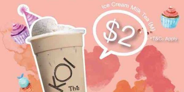 KOI Singapore 11th Birthday $2 Ice Cream Milk Tea Promotion 23 Oct – 12 Nov 2017