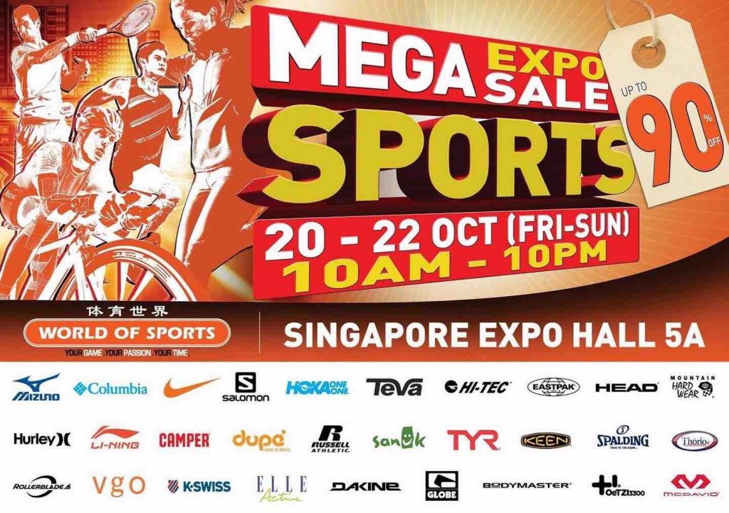 World of Sports Singapore Mega SALE at EXPO 90% Off Promotion 20-22 Oct 2017 | Why Not Deals