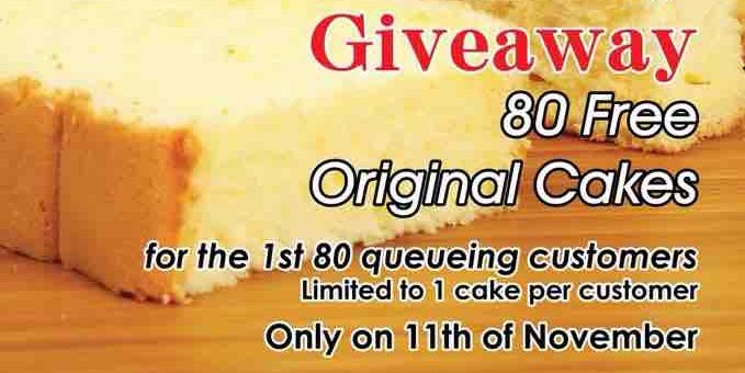 Ah Mah Homemade Cake is giving away 80 FREE Original Flavour Cakes on 11 Nov 2017