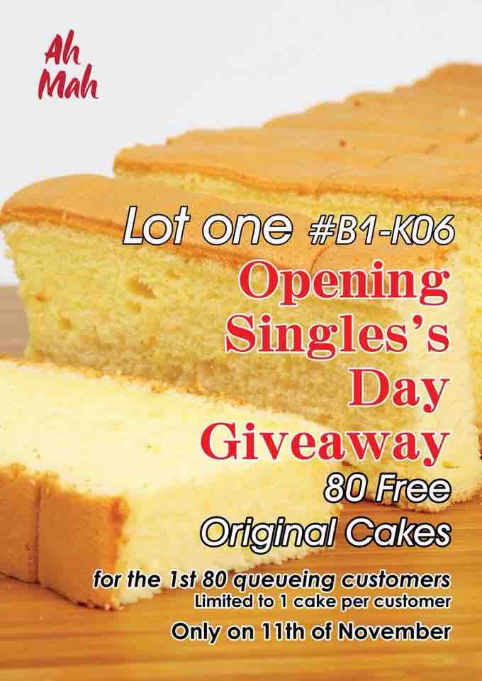 Ah Mah Homemade Cake is giving away 80 FREE Original Flavour Cakes on 11 Nov 2017 | Why Not Deals
