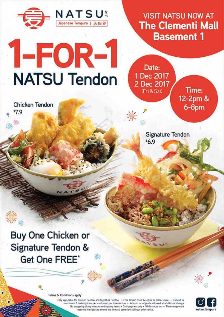 Enjoy 1-for-1 Tendon from $6.90 at Natsu, Singapore's 1st Japanese Tempura Kiosk! | Why Not Deals
