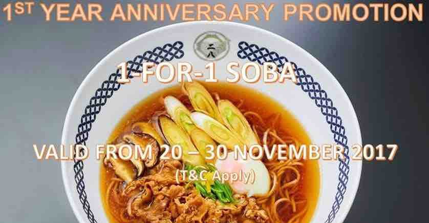 Fujisoba Singapore 1st Anniversary 1-for-1 Promotion 20-30 Nov 2017