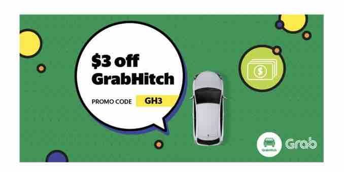 Grab Singapore $3 Off GrabHitch Rides with GH3 Promo Code 29 Nov – 3 Dec 2017