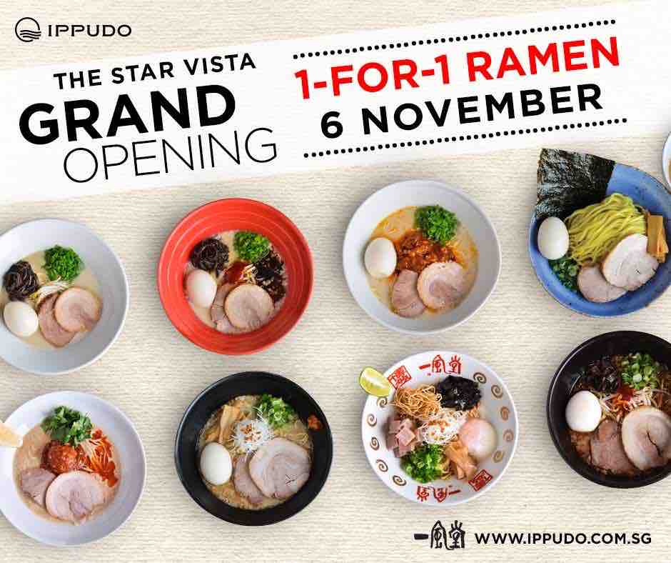 IPPUDO Singapore The Star Vista Outlet Opening 1-for-1 Promotion 6 Nov 2017 | Why Not Deals