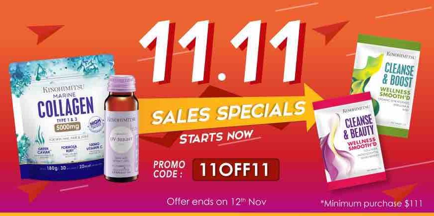 Kinohimitsu Singapore 11.11 Flash Sale with 11OFF11 Promo Code 11-12 Nov 2017
