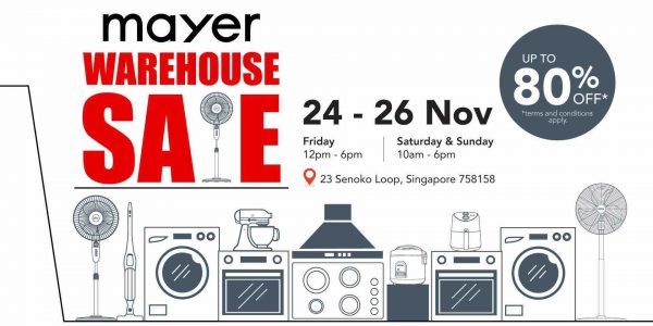 Mayer Singapore Warehouse Sale Up to 80% Off Promotion 24-26 Nov 2017