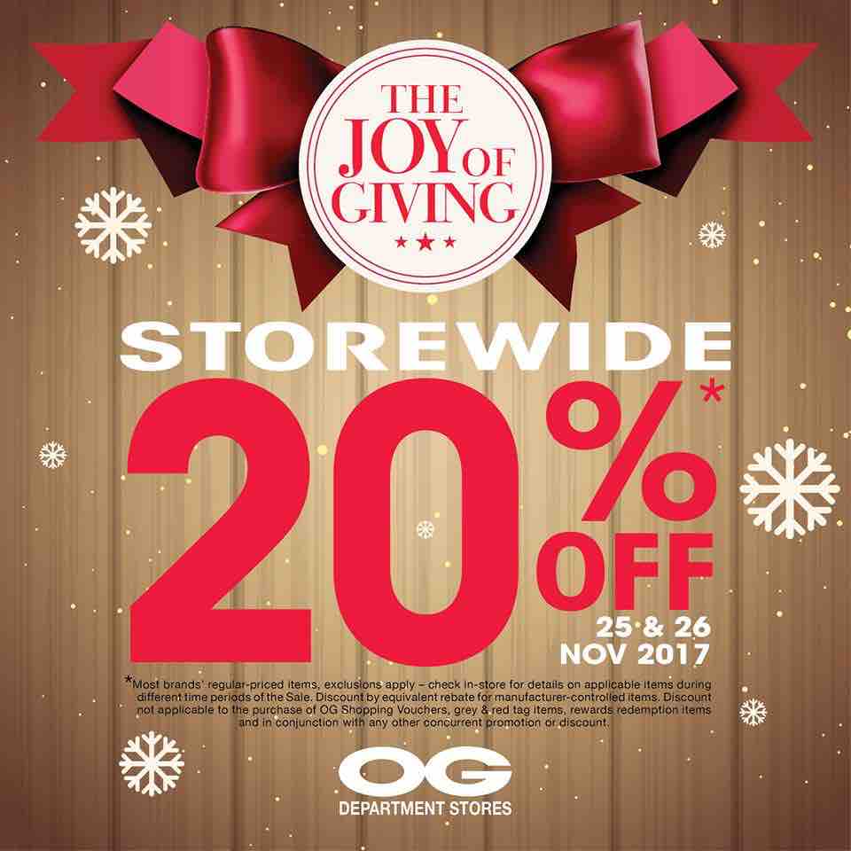 OG Singapore Shop early for Christmas 20% Off Storewide Promotion 25-26 Nov 2017 | Why Not Deals
