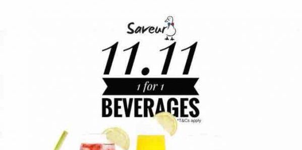 Saveur Singapore Singles Day 1-for-1 Beverages Promotion 11-12 Nov 2017